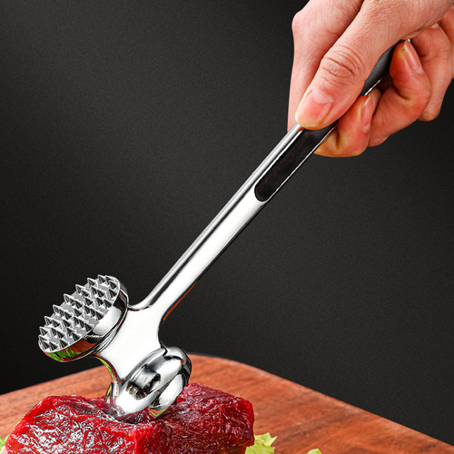 Dual-Sided Beef Tenderizer Steak Hammer, Pork Tenderizer, 304 Stainless Steel Zinc Alloy Knocking and Tapping Meat Hammer Tool
