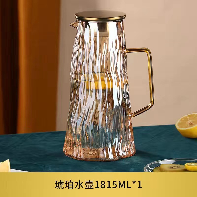 Botella de agua fría de vidrio de alto valor para el hogar de verano sala de estar botella de agua fría de vidrio de gran capacidad juego de tetera de burbujas