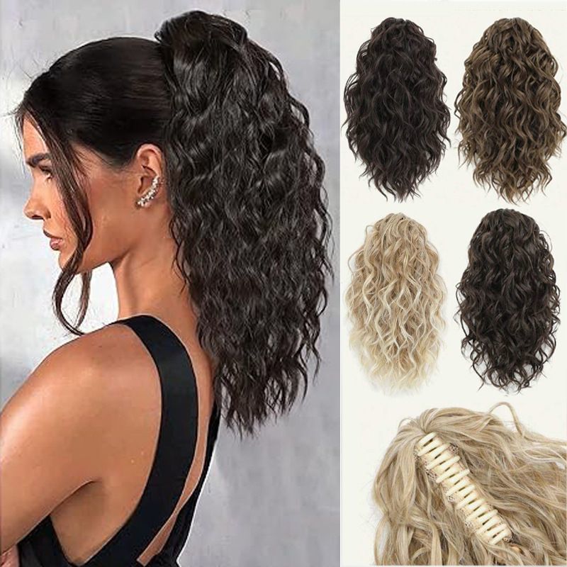 Wig with Cornrow Short Curly Hair, Ponytail with Claw Clip, Drawstring Ponytail, High-Temperature Synthetic Wig, Fluffy Wig Wig with Cornrow Short Curly Hair, Ponytail with Claw Clip, Drawstring Ponytail, High-Temperature Synthetic Wig, Fluffy Wig