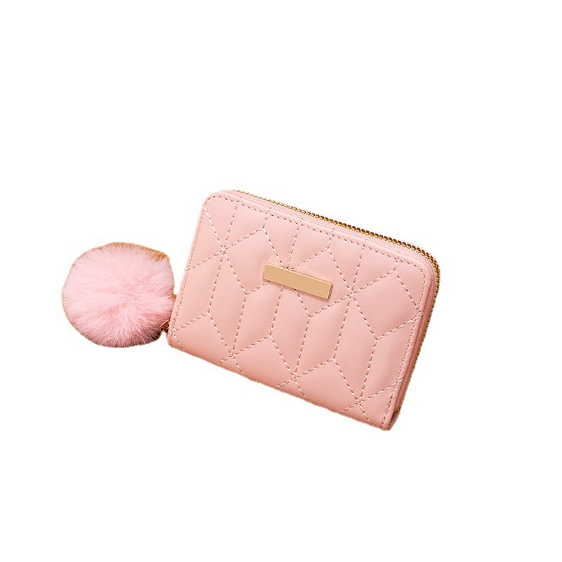 2023 nueva mujer billetera corta multi-tarjeta coreana bolsa de mano con cremallera bolsas de peluche de diamante cambio bolsa de mujer al por mayor