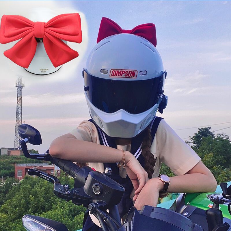Helmet Bow Decoration for Motorcycle Helmets, Same Style as Dream Sister Lai Meng's Motorcycle Helmet Decoration