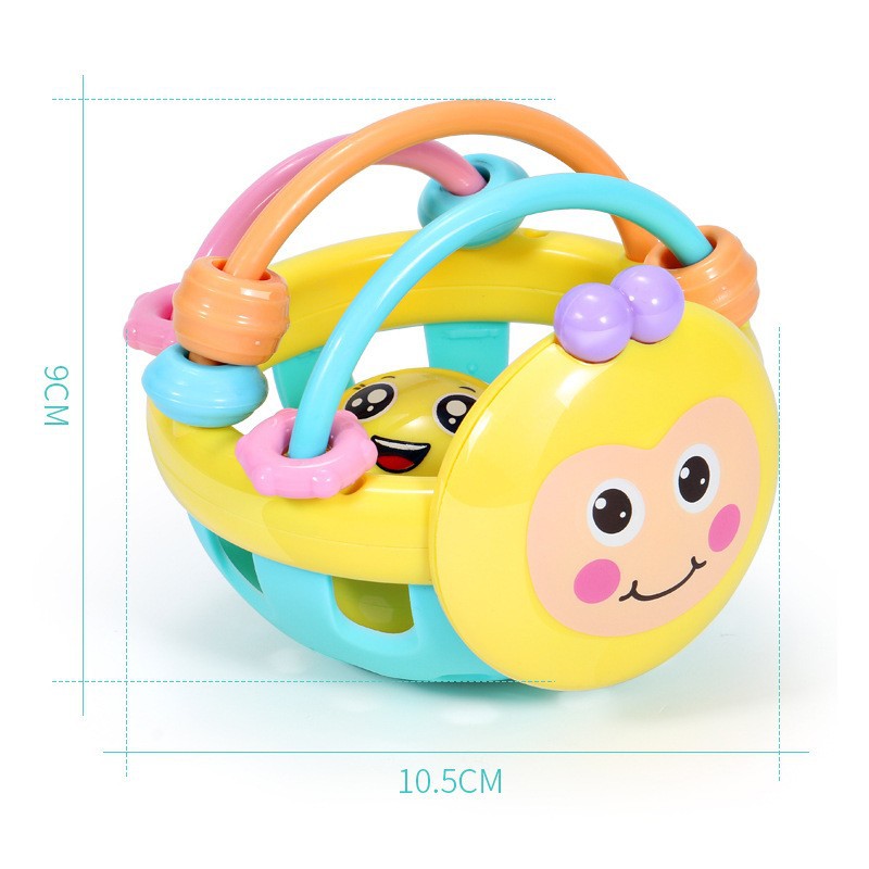 跨境婴幼儿球玩具蜜蜂球可咬抓握0到1岁磨牙铃铛球婴儿手摇铃床铃