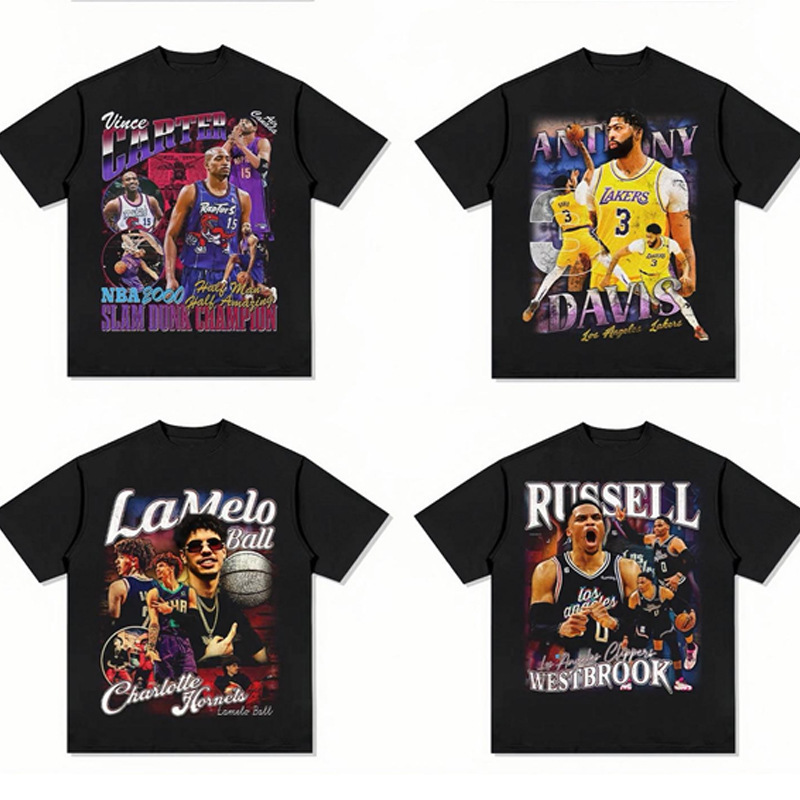 Clarkson Curry Kobe Irving James Morant American Star Short Sleeve Vintage Printed T-Shirt Clarkson Curry Kobe Irving James Morant American Star Short Sleeve Vintage Printed T-Shirt