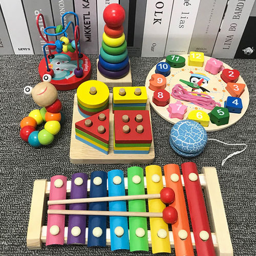 Intelligence Wooden Baby Toddler Music Toy for 1-2-3 Year Olds Eight-Tone Hand Drum Early Education
