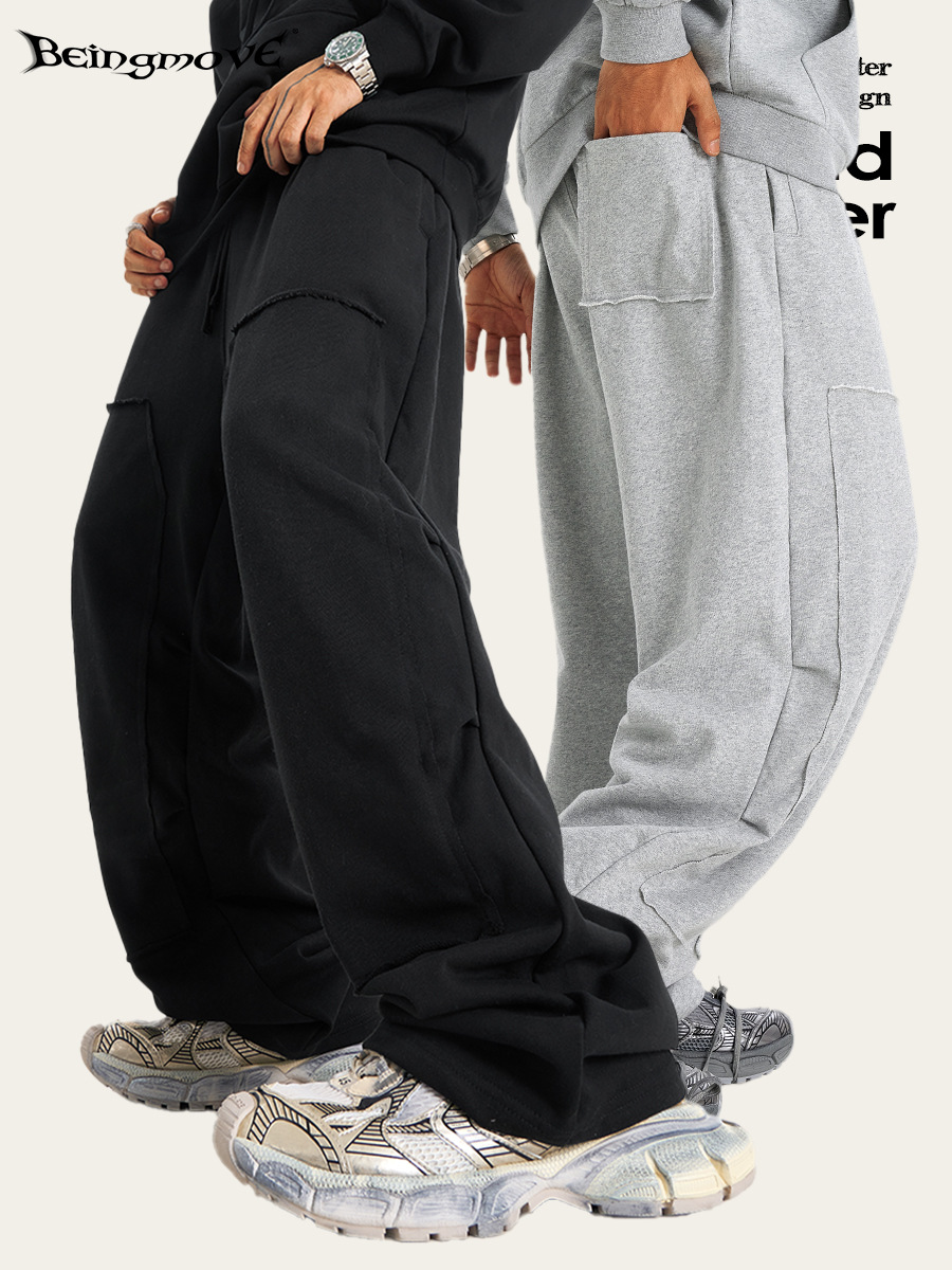 2025 otoño y invierno marca de moda americana suelta pantalones de jersey linea recta estilo básico de moda para hombres pantalones de lavado de agua callejera pantalones deportivos