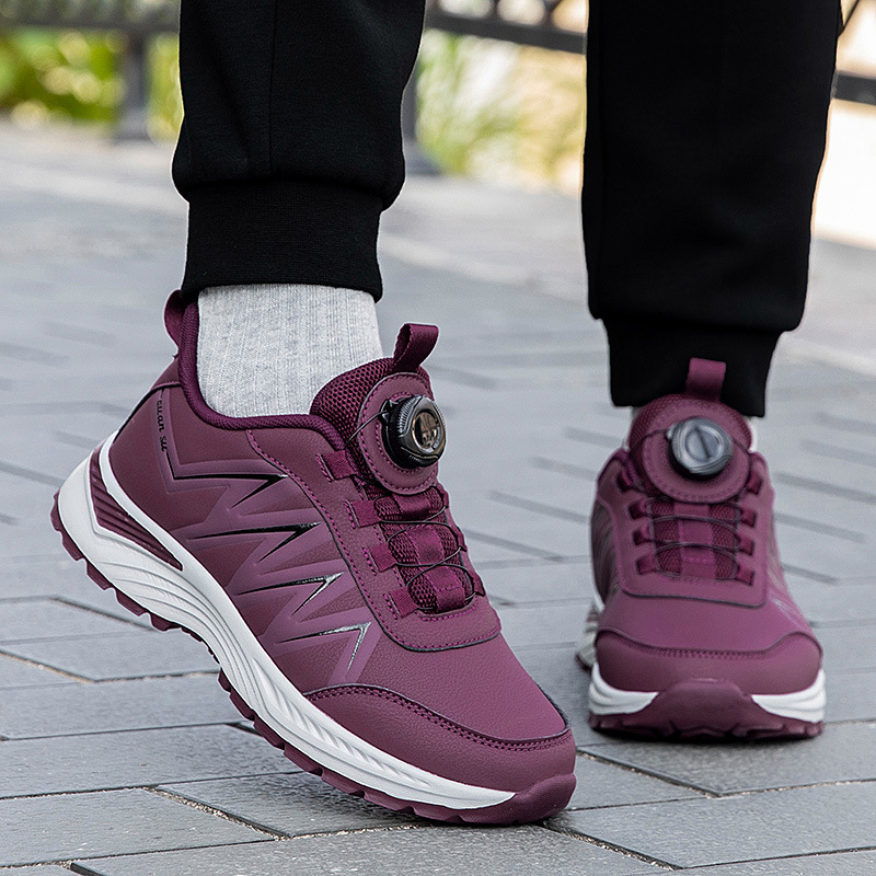 足力建跨境老人鞋男防滑秋冬款皮面防水爸爸鞋中老年健步鞋女休闲