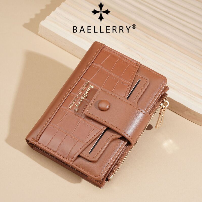New Style Women's Short Wallet European and American Stone Pattern Multi-Card Slot Thin Wallet High-End Fashion Zipper Coin Purse