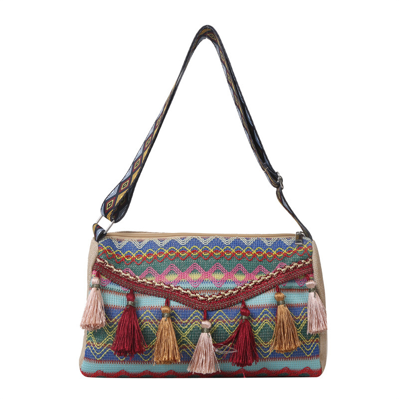 Mochila de gran capacidad de moda transfronteriza textura bolso de mano estilo nacional mochila de hombro ancho cinturón de hombro bolsa retro image 8