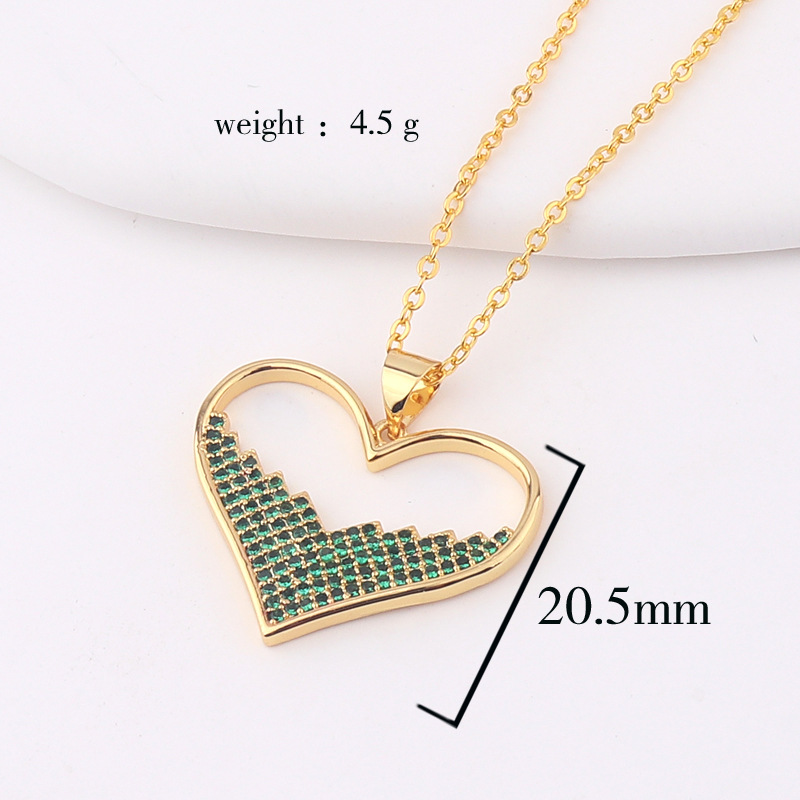 Fashion Heart Shape Copper Necklace Inlay Zircon Copper Necklaces