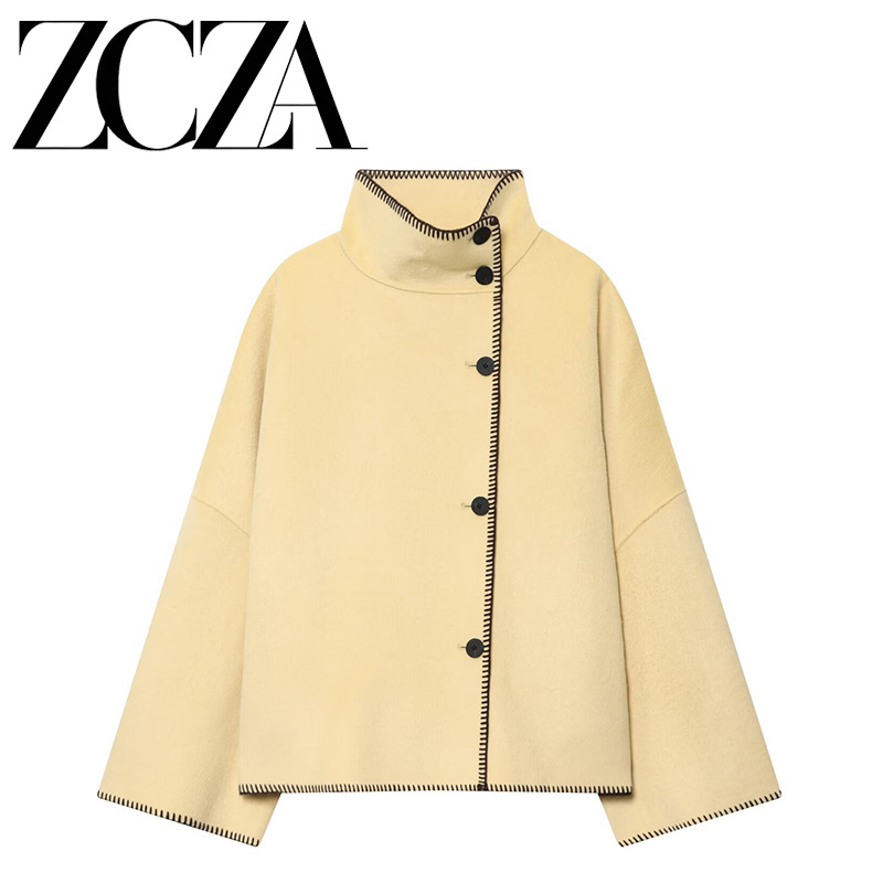 Zcza Self-Made European and American Style New Women's Fashion Versatile Cross-Border Daily Comfortable High-Neck Long-Sleeve Jacket