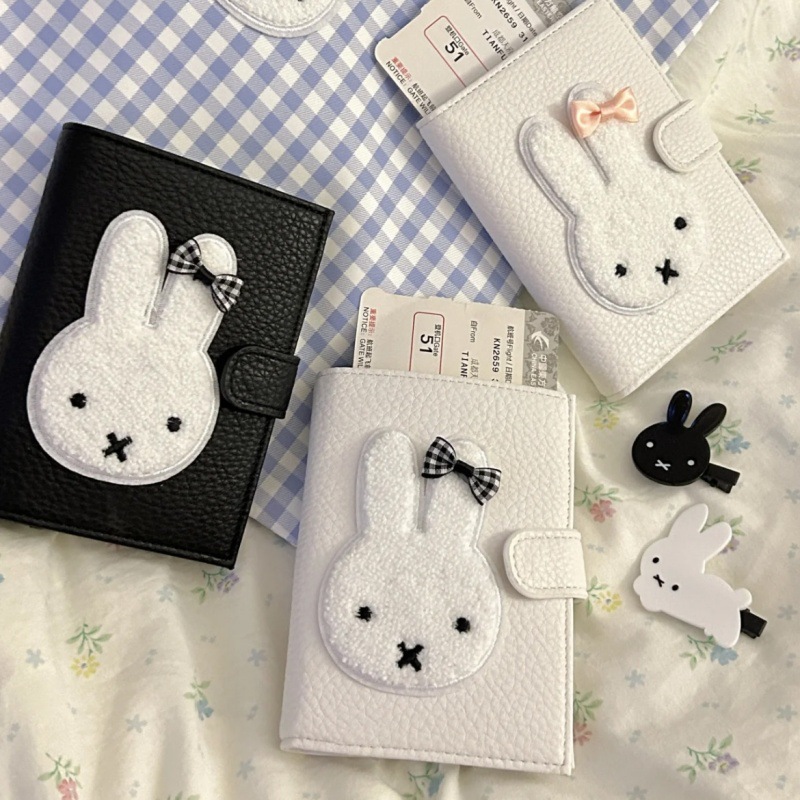 Cartera de tarjeta Miffy 3 en 1 Conejo Miffy Estuche para llaves Estuche para documentos de almacenamiento Multifunción portátil