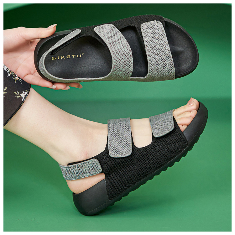 Dép sandal nữ quai chữ V đế mềm, quai dán đi biển — màu đen, màu hồng, màu kaki, màu mơ chi tiết 20