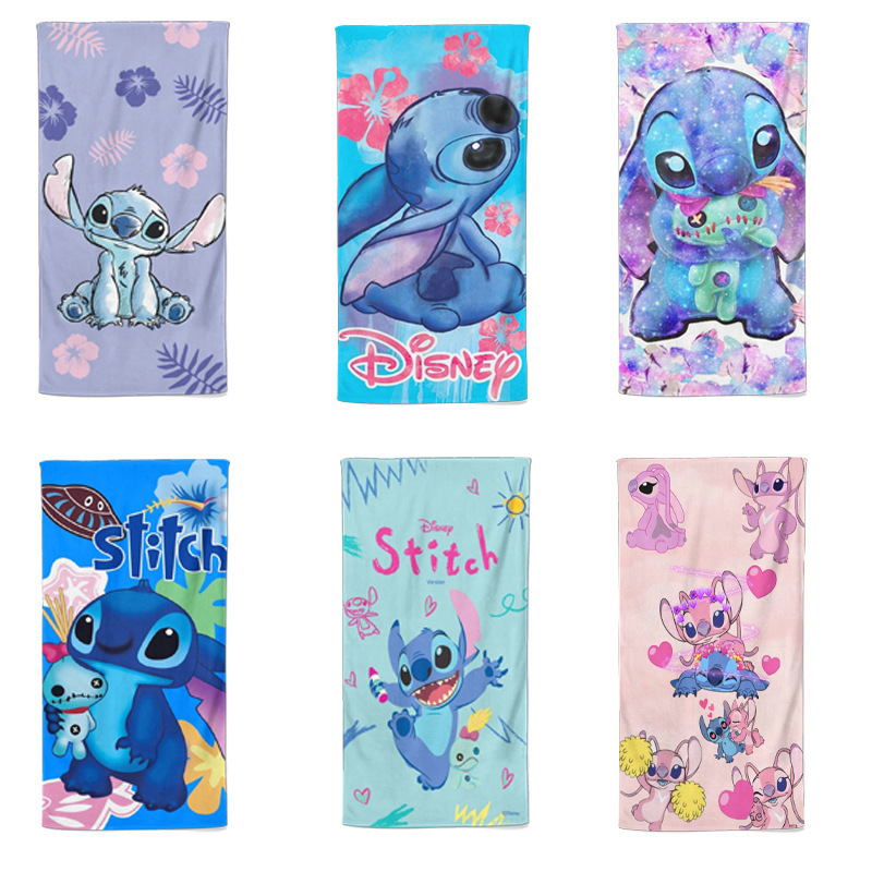 Stitch Beach Towel Cross-Border Hot Selling Cartoon Bath Towel Lilo and Stitch Children's Beach Seaside Swimming Sports Towel
