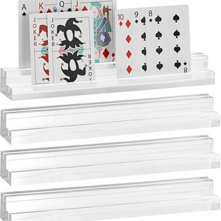 Acrylic 2-Groove Poker Card Base Frees Hands Poker Card Slot Holder Card Game Storage