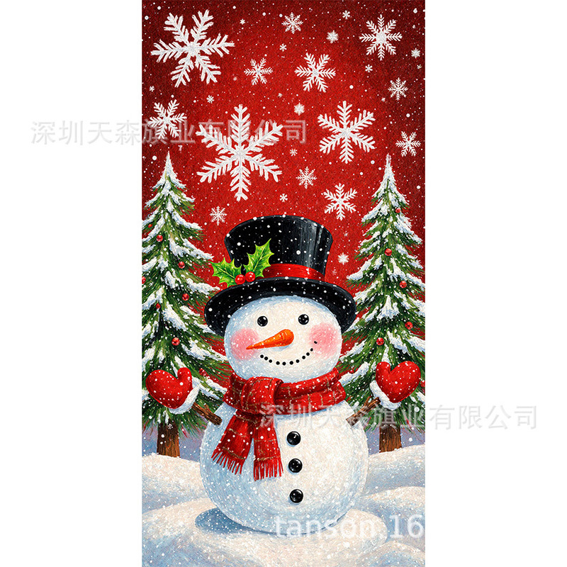 跨境新款亚马逊圣诞节门盖旗精致礼盒姜饼屋门口装饰帜雪人圣诞树|undefined