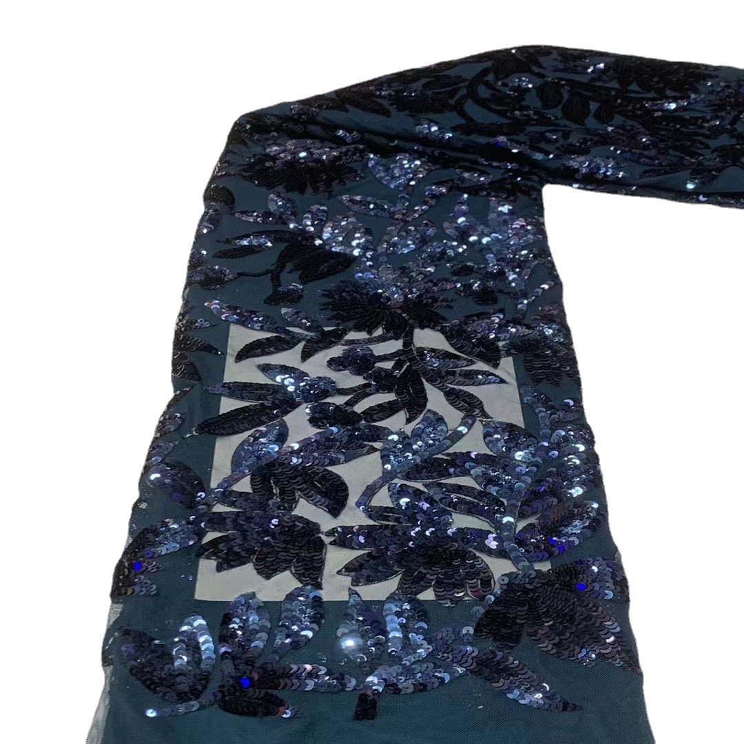 En stock planta flor lentejuelas malla cuentas bordado ropa vestido de boda tela laceJX3462