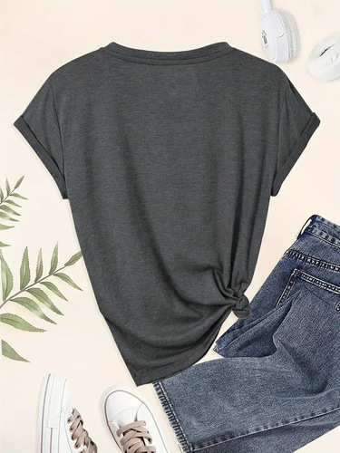 TEMU Free Shipping Women's Short Sleeve Western Valentine's Day Heart Crew Neck Top