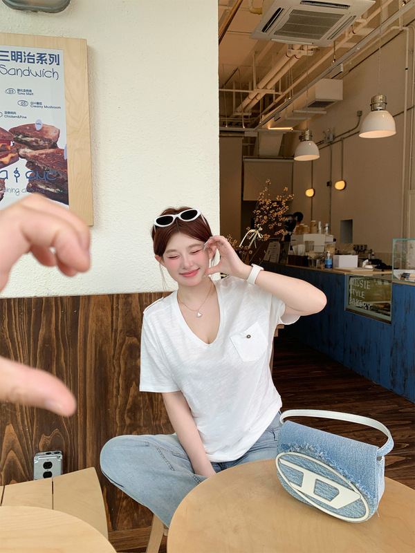 周白子 小脸神器T2.0 韩里韩气设计感上衣轻薄新款短袖女夏季|undefined