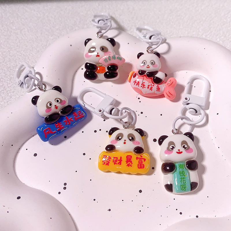 Caricatura rica panda llavero encantador inspirador escritura QMeng bolso colgante bolso de niña bolsa de regalo