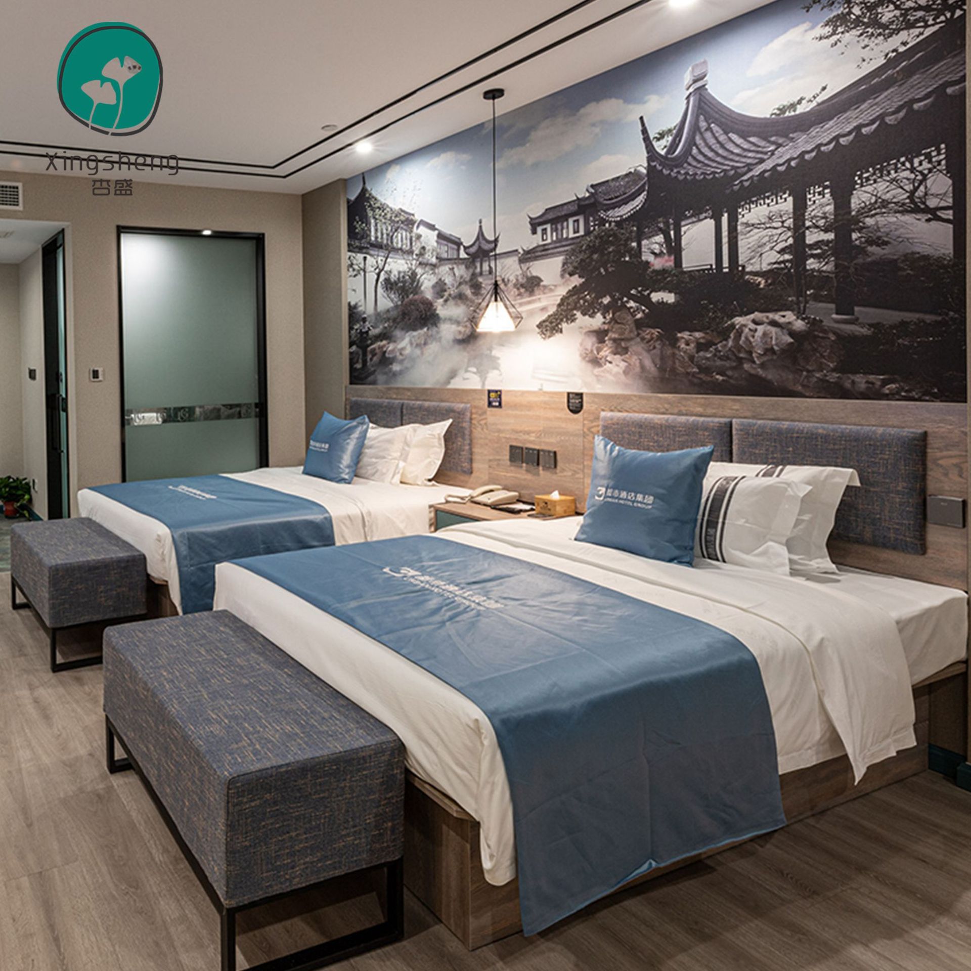 Hotel Furniture, Apartment Standard Room, Complete Set of Bed, Hotel Room Integrated Writing Desk, Tv Cabinet, Table, Simple Style Recommended