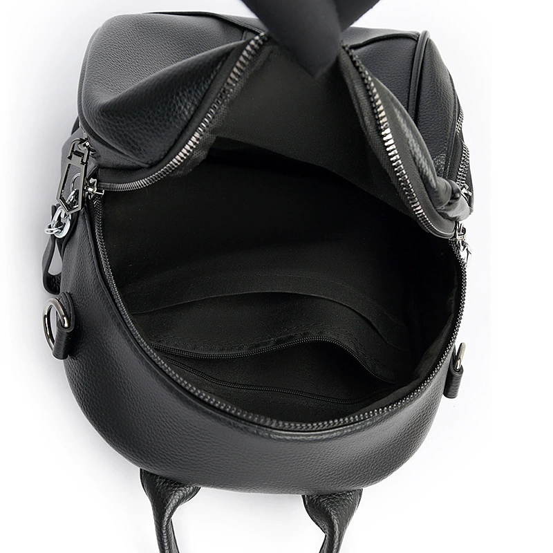 Black backpack, universal shoulder bag, school bag for traveling, genuine leather, 2023