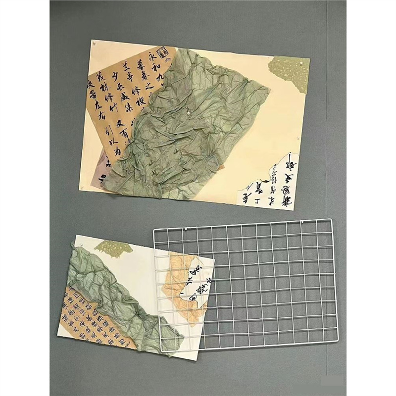 幼儿园国风环创材料书法纸国潮复古雪梨纸网格片莫兰迪环创材料