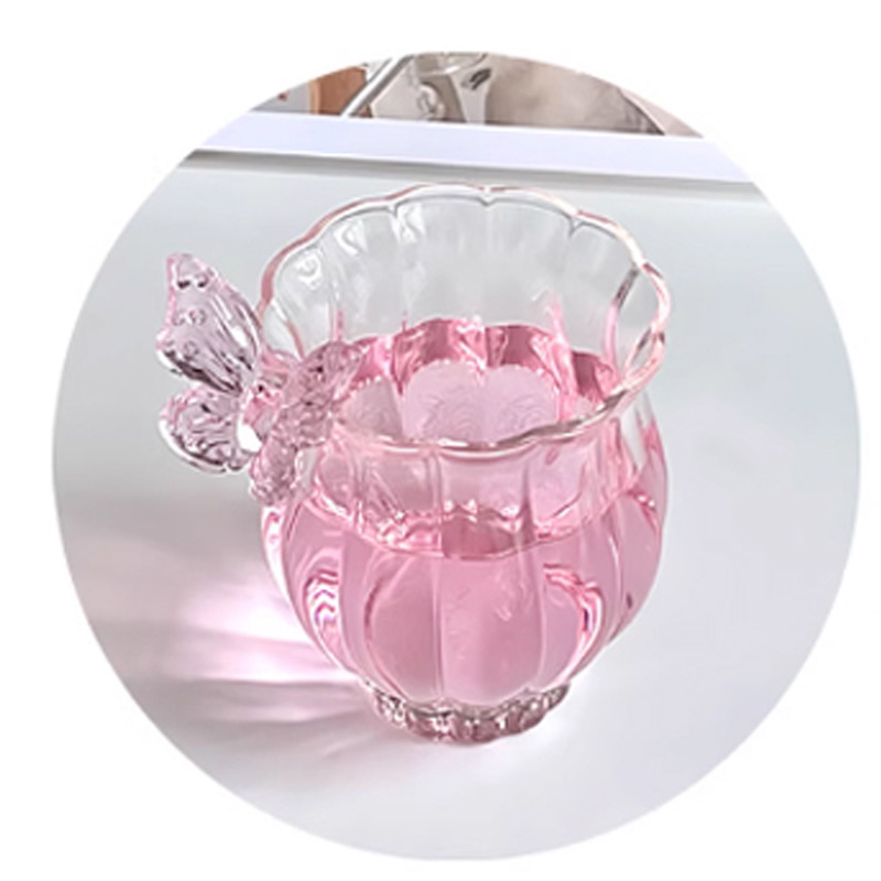 日本式花神カップコレクション手作り水仙蝶カップ耐熱家庭用グラスコーヒーカップクリエイティブカップ|undefined