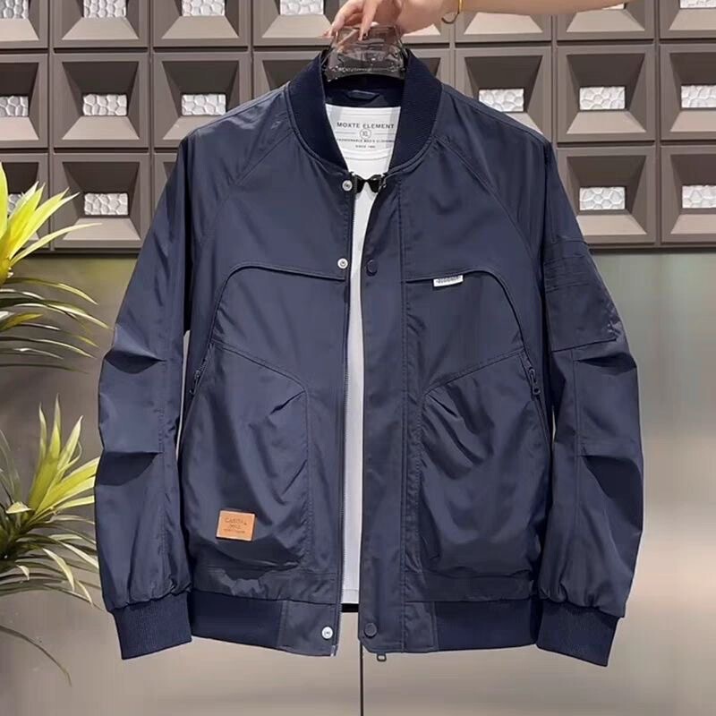 Men's baseball jacket, versatile new casual workwear slim-fit bomber American-style jacket, spring and autumn men's windbreaker Men's baseball jacket, versatile new casual workwear slim-fit bomber American-style jacket, spring and autumn men's windbreaker
