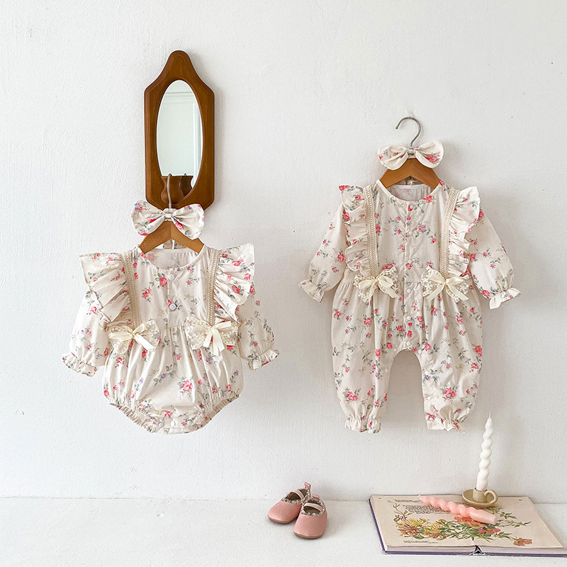 Children's spring overall with bow