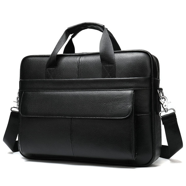 Túi công sở nam da bò thật 39×7×27 cm đựng laptop 14 inch, đeo vai và xách tay — 1115 Màu đen, Màu đen, 1116 màu đen, Cà phê 1116
