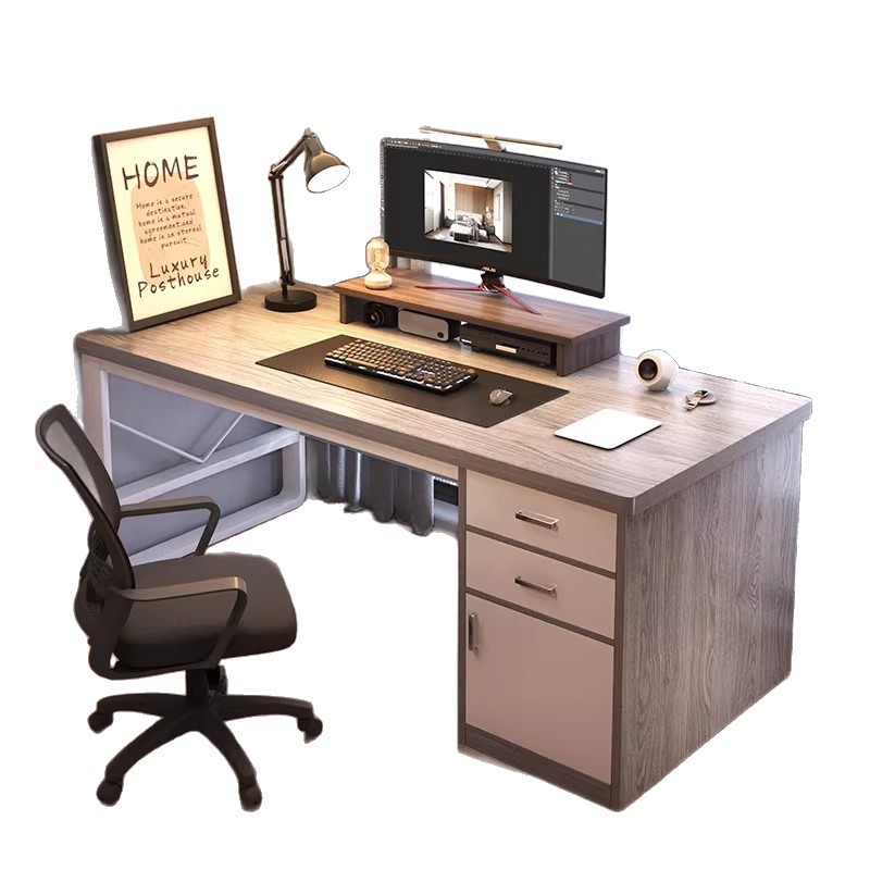 Mesa de estudio de acero, escritorio de escritorio para estudiantes, escritorio de computadora para el hogar, escritorio de trabajo, dormitorio simple con cajón, escritorio de oficina
