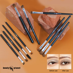 10支馬毛化妝刷 眉刷眼影刷全套動物毛化妝刷便攜 跨境批發