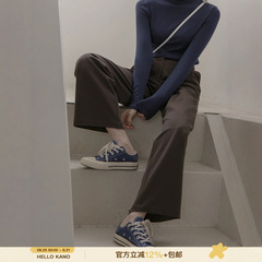 你好卡农 阔腿西装裤女直筒宽松2025年新款高腰休闲拖地长裤春季