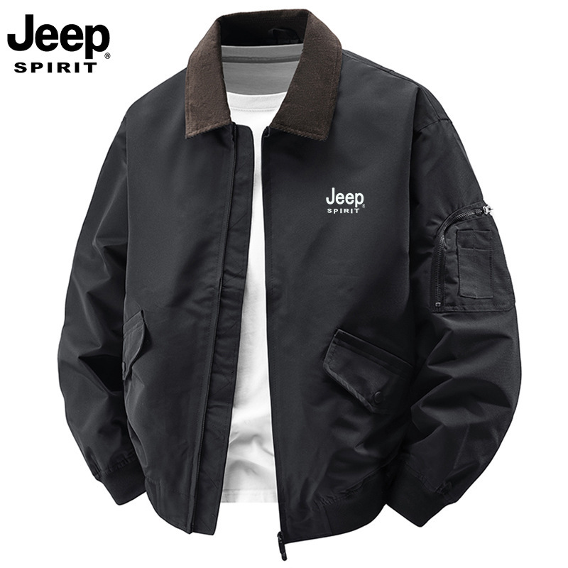 JEEP SPIRIT品牌夹克男春秋季新款韩版百搭休闲户外飞行外套豆绿|undefined