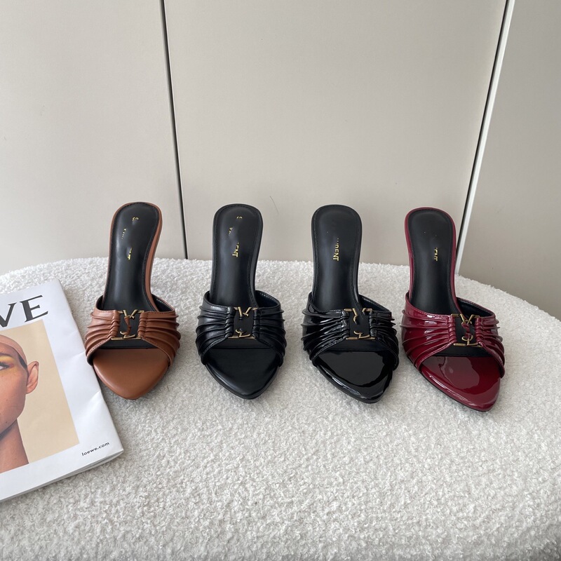 Cross-Border Foreign Trade 2026 Spring New Model Ys Internet Celebrity Versatile Metallic Letter Pointed Open-Toe High-Heeled Sandals for Women Cross-Border Foreign Trade 2026 Spring New Model Ys Internet Celebrity Versatile Metallic Letter Pointed Open-Toe High-Heeled Sandals for Women