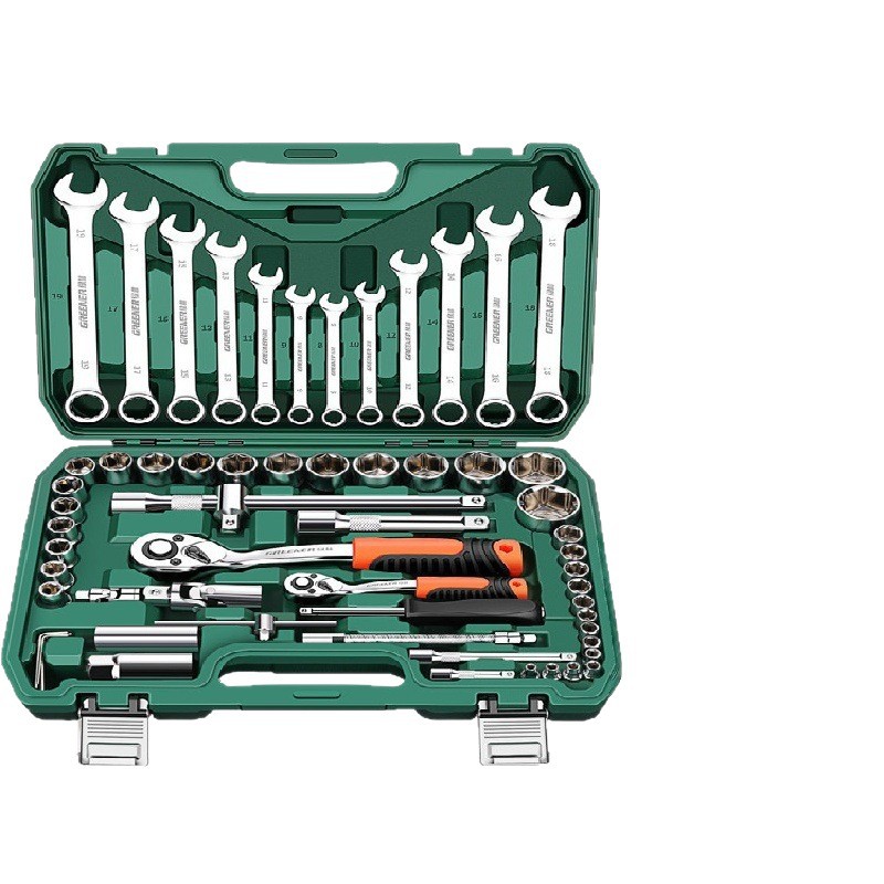 Kit de herramientas verde para reparación de automóviles, llave de trinquete de manga especial, caja de herramientas multifuncional de reparación de automóviles