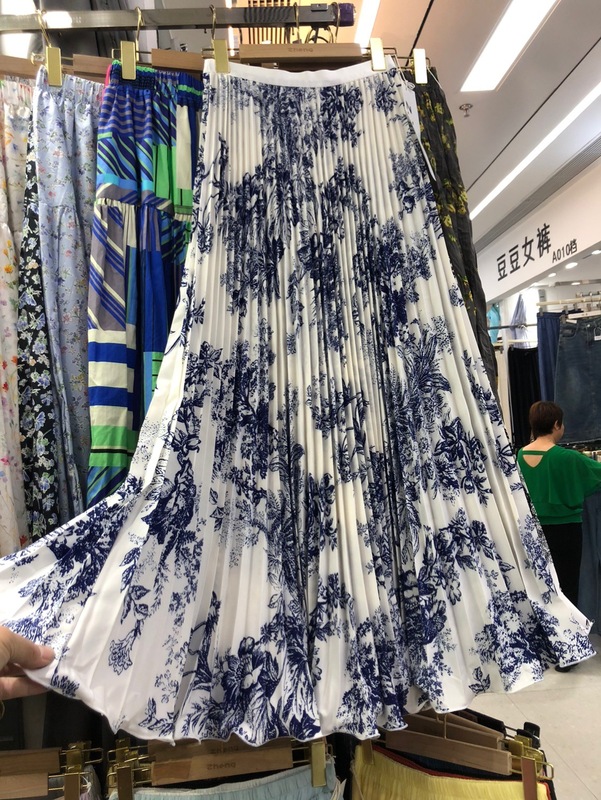 多色夏季新款百褶波点半身裙2.2米超大摆时尚雪纺鱼尾长裙95cm|undefined
