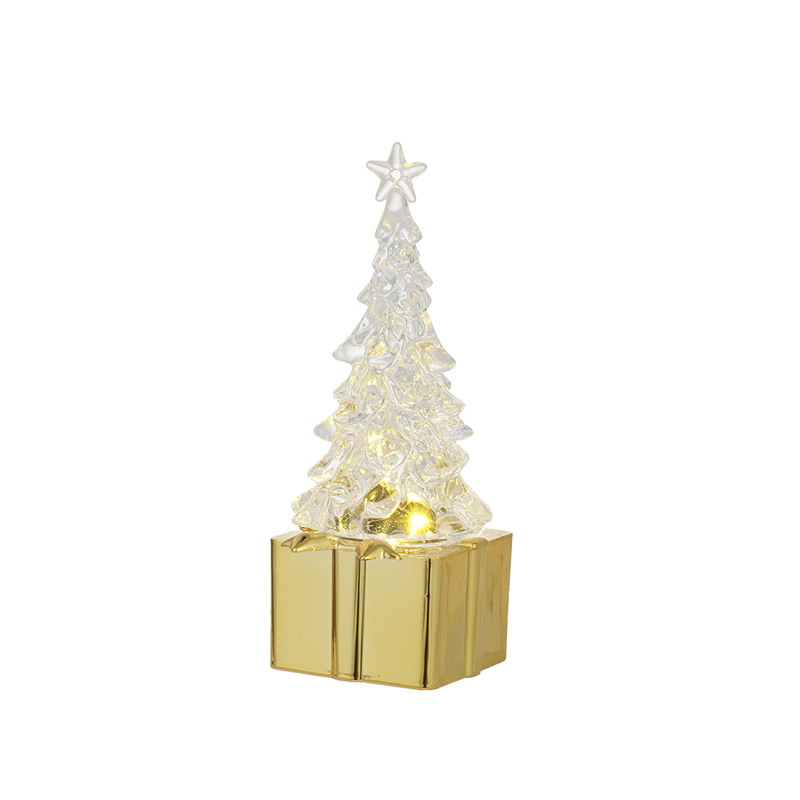 Nuevo transfronterizo luminoso transparente mini decoración de escritorio de Navidad árbol decoración de plástico decoración de iluminación en stock