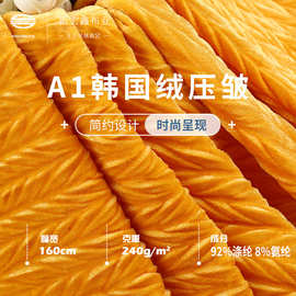 现货跨境韩国绒压绉丝绒面料 压绉进口金丝绒 涤纶弹力压皱丝绒布