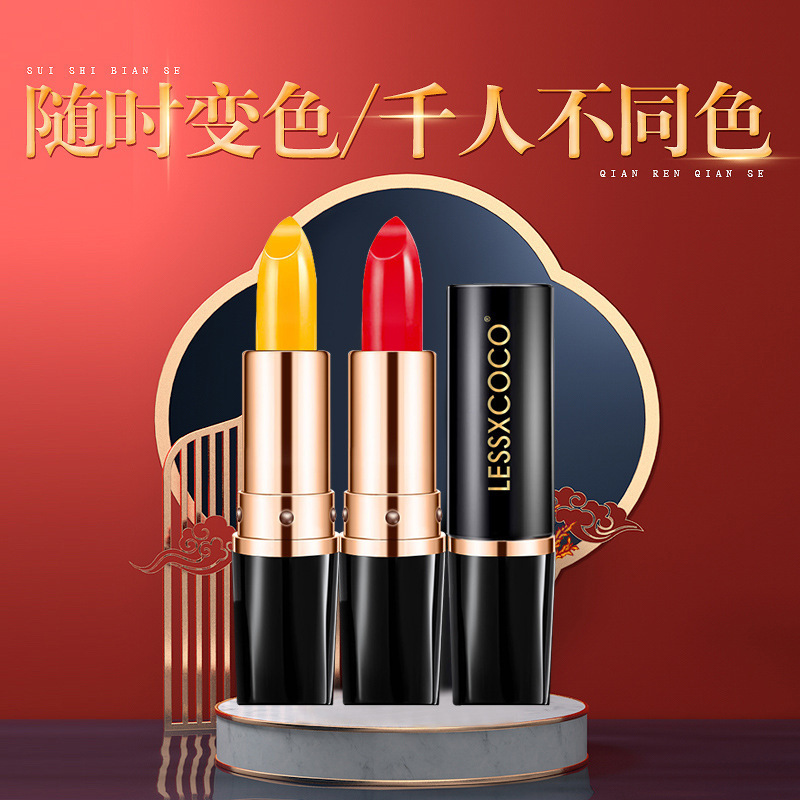 Sxcoco Carotene Color-changing Lipstick Warm-sensitive Anti-dry and Cracking Thousand-person Color-changing Lipstick Waterproof White L