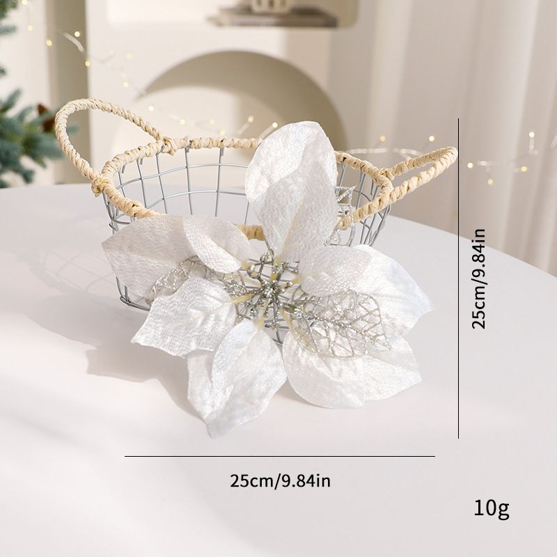 Glitter Floral Christmas Decorations – Shimmering Tulle & Velvet Artificial Flowers For Table Centerpieces & Holiday Styling_voghion.com