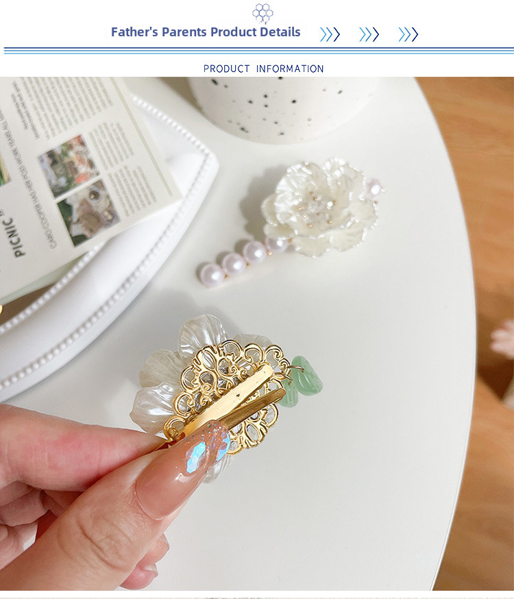 Sweet Pearl Hairpin Korean Super Immortal Camellia Flower Side Clip Internet Celebrity High-grade Side Hairpin Female Bangs Clip_voghion.com
