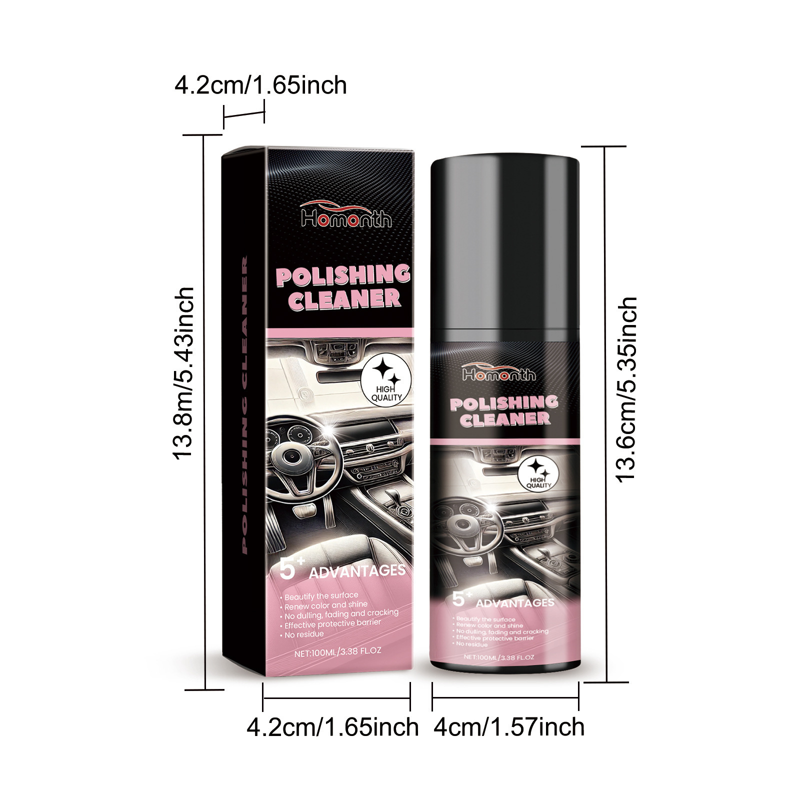 Homonth Car Interior Polishing Agent Car Interior Polishing and Renewal, Decontamination, Maintenance, Shine, and Anti-Stain