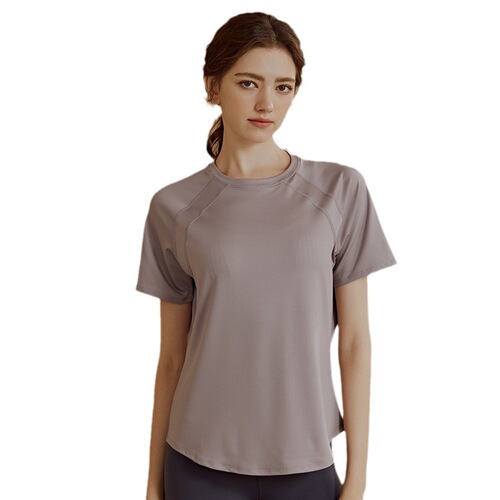 Loose quick-drying sports tops, women's short-sleeved T-shirts, yoga clothes, breathable running fitness clothes, slimming summer fitness clothes