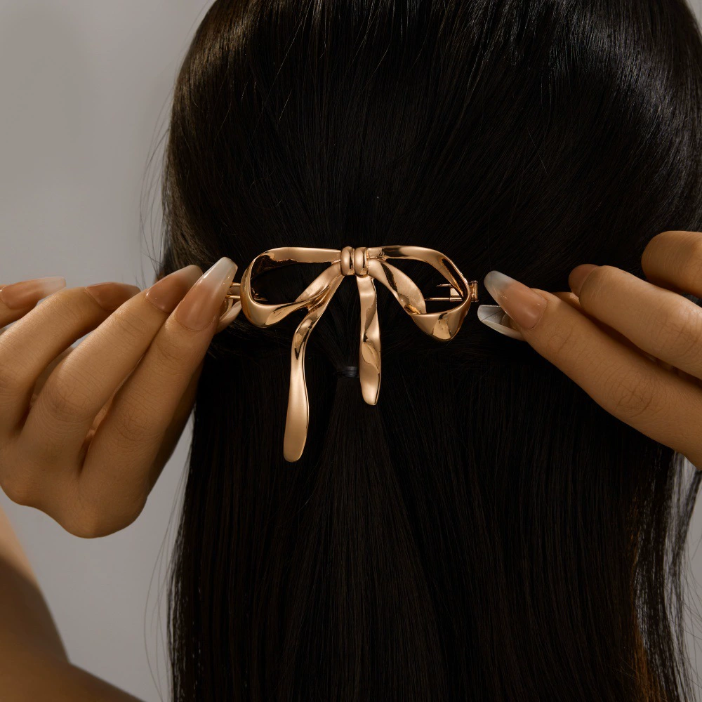 Европейская и американская трансграничная заколка для волос в новом стиле с простым бантом на затылке, простой и универсальный цельный головной убор с заколкой для волос.