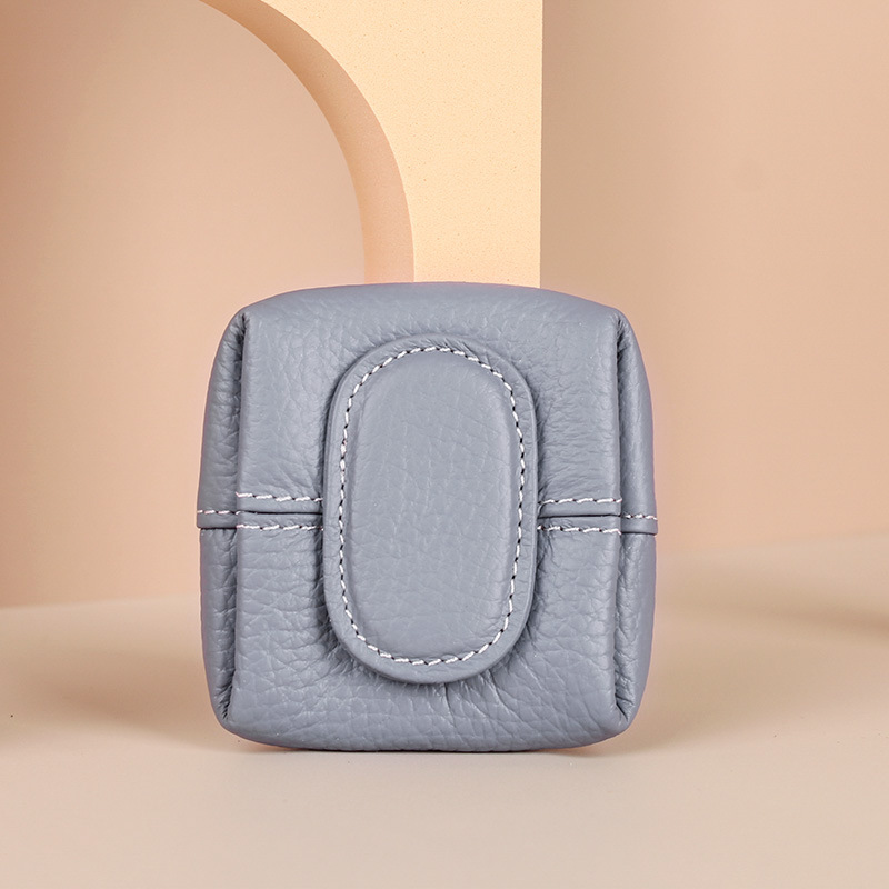 Monedero de cuero genuino primera capa de piel de vaca mini billetera de almacenamiento clave transfronteriza pequeña billetera de piel de vaca de las mujeres