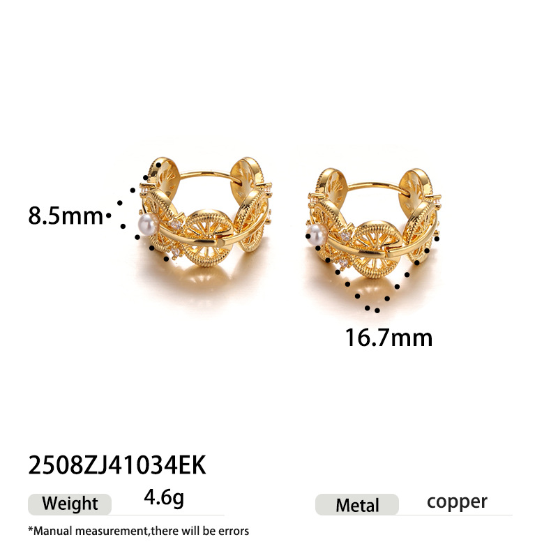 La moda europea y americana simple y alta sensación de orejas de zircon personalidad de encaje universal imitación de perlas pendientes