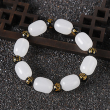 仿和田玉六字真言桶珠手链男女情侣手串景区摆摊会销礼品批发佛珠