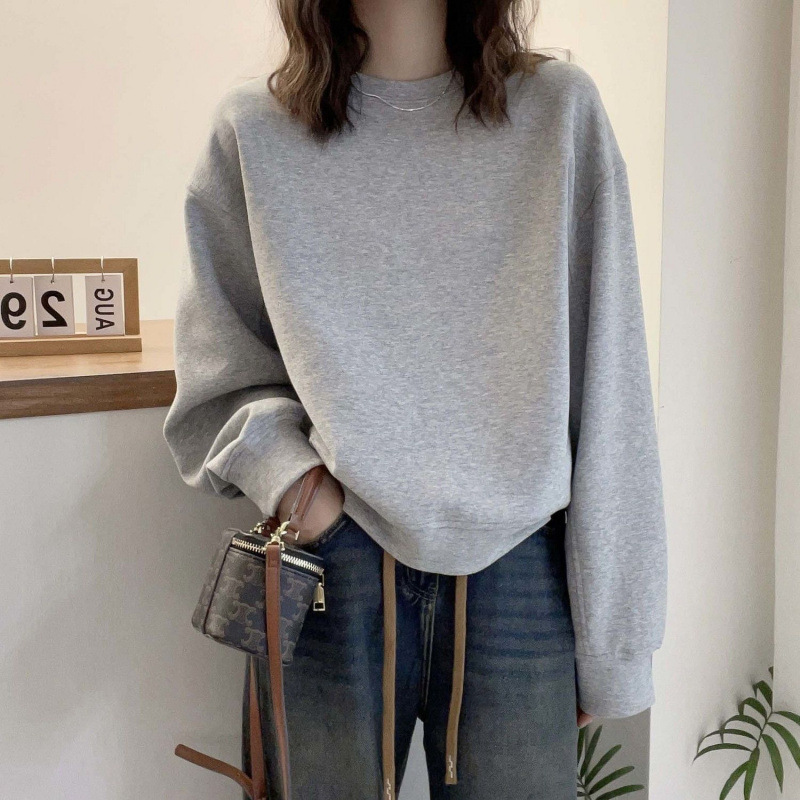 穿不腻闭眼入今年流行咖啡色圆领女卫衣短款秋冬女2025新款加绒|undefined
