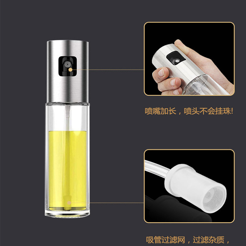 Atomización botella de spray de aceite Filtro de salsa de aceite y vinagre botella de cocina suministros de vidrio olla de aceite hogar barbacoa al aire libre prensa de control de aceite